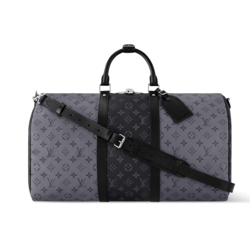 Louis Vuitton Keepall Bandoulière 45 Monogram Eclipse Shoulder Bag Black And Grey 45cm M45392