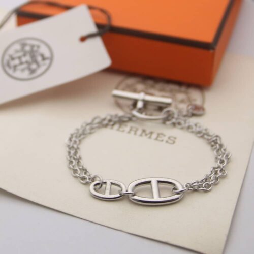 Alternative view of Hermes Chaine D Ancre Double Tour Bracelet Silver