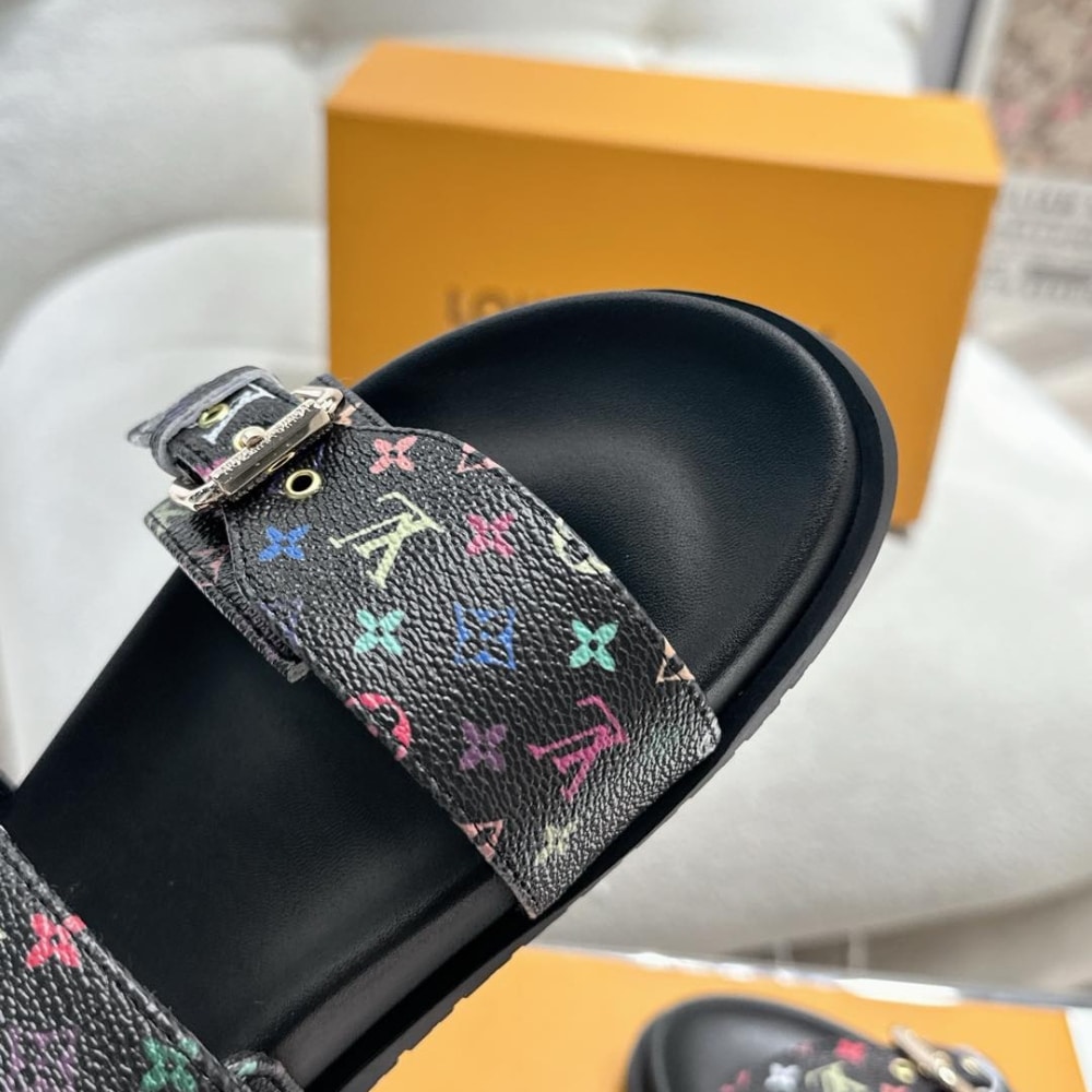 Louis Vuitton X Takashi Murakami Bom Dia Flat Comfort Monogram Canvas Mule Black 1agxub - Image 6