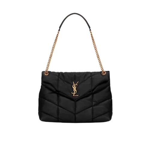 Saint Laurent Puffer Medium In Leather Gold Hardware Shoulder Bag Black 35cm 5774751EL071000