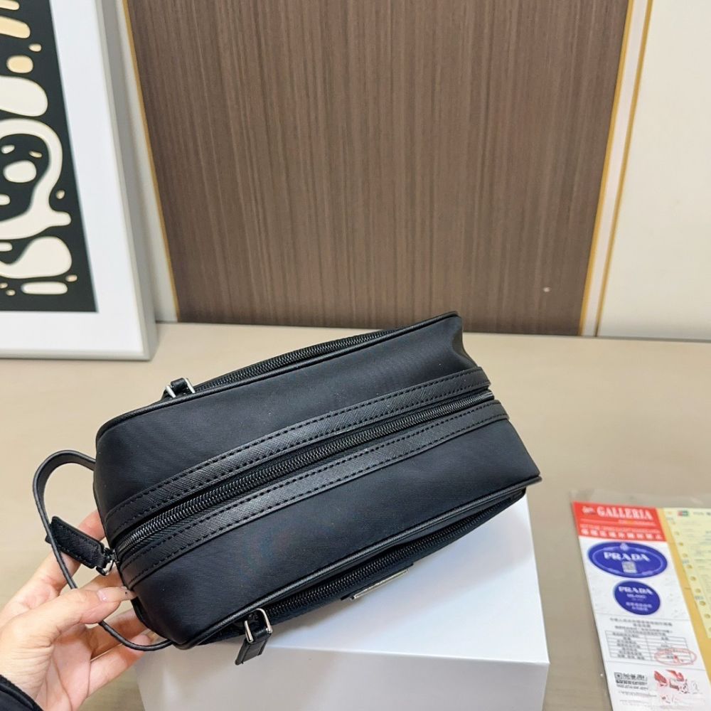 Prada ReNylon and Saffiano Leather Travel Black 22Cm - Image 4