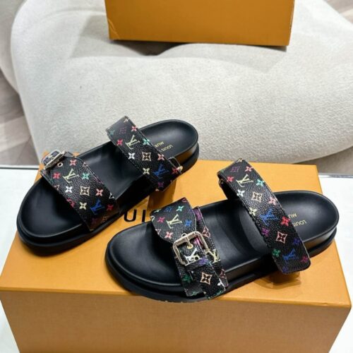 Alternative view of Louis Vuitton X Takashi Murakami Bom Dia Flat Comfort Monogram Canvas Mule Black 1agxub