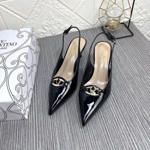 Alternative view of Valentino Vlogo The Bold Edition Slingback Pumps 60mm In Patent Leather Black