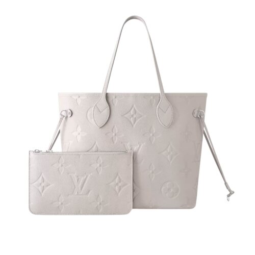 Louis Vuitton Neverfull MM Monogram Empreinte Tote Bag Brume 31Cm M13758