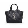 Saint Laurent Icare Large Quilted Silver Hardware Shopping Bag Black 40Cm