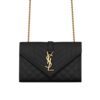 Saint Laurent Envelope Small Quilted Grain De Poudre Embossed Leather Gold Hardware Crossbody Bag Black 21Cm 600195Bow911000
