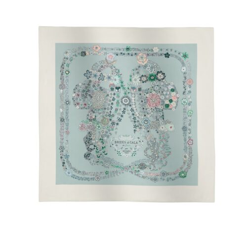 Hermes Brides De Gala En Fleurs Silk Twill Scarf Blanc 90cm H004192S 01