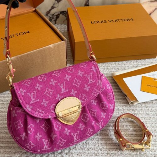 Alternative view of Louis Vuitton Sunset Small Monogram Denim Shoulder Bag Fuchsia Pink 23cm M28291