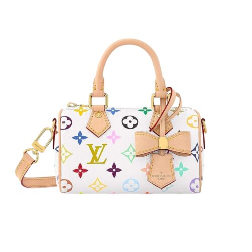 Louis Vuitton X Takashi Murakami Nano Speedy Monogram Canvas Top Handle Bag White Multicolored 16cm M13391