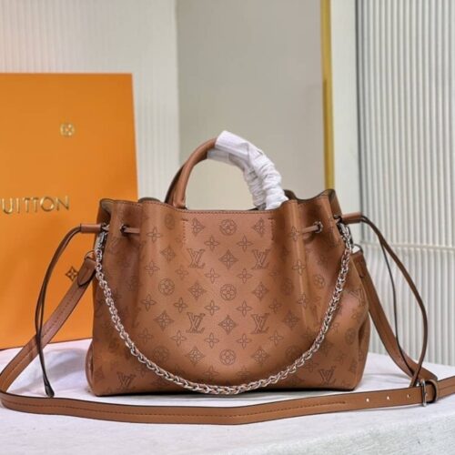 Alternative view of Louis Vuitton Bella Tote Mahina Leather Bucket Bag Arizona Brown 32cm M59655