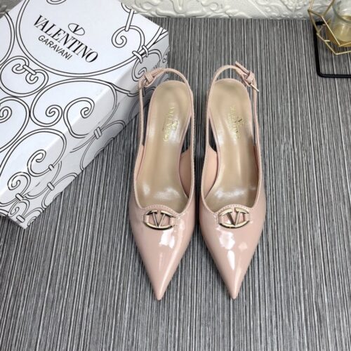 Alternative view of Valentino Vlogo The Bold Edition Slingback Pumps 60mm In Patent Leather Beige Rose