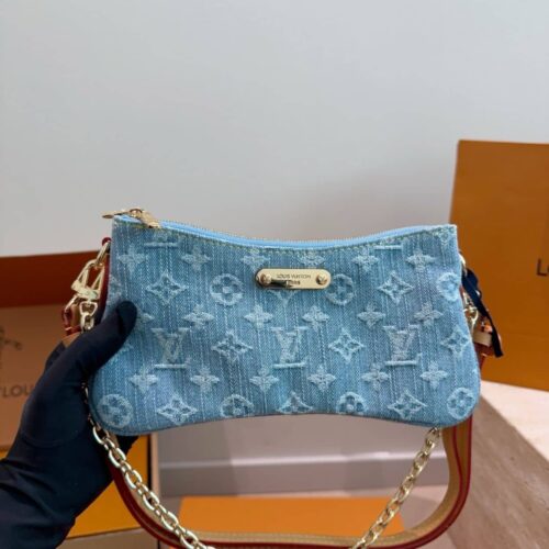 Alternative view of Louis Vuitton Pochette Liv Monogram Denim Shoulder Bag Blue 24cm M83532