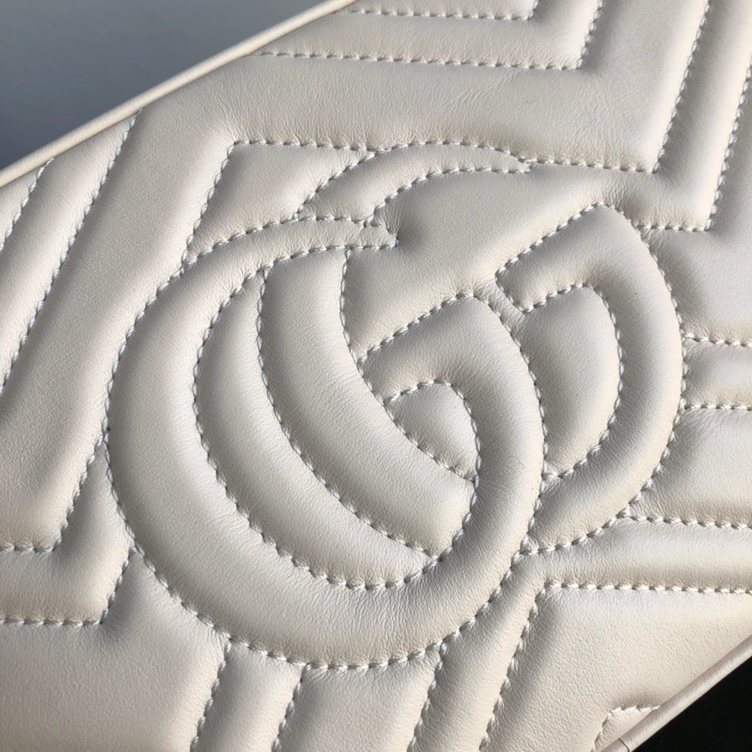 Gucci GG Marmont Small Matelasse Leather Shoulder Bag White 24cm 447632 DTD1T 9022 - Image 5