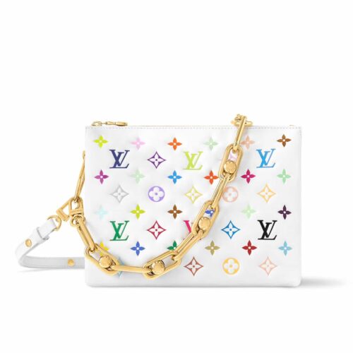 Louis Vuitton x Takashi Murakami Coussin PM Leather Shoulder Bag White Multicolor 20cm M13233