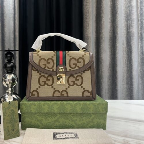 Alternative view of Gucci Ophidia Small Jumbo GG Canvas Top Handle Bag Camel Ebony 25Cm 651055 UKMDG 2570