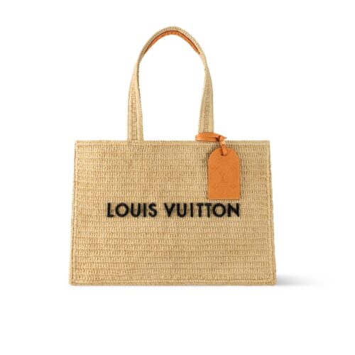 Louis Vuitton Summer Shopper Tote MM Raffia Tote Bag Natural Beige 44cm M14458