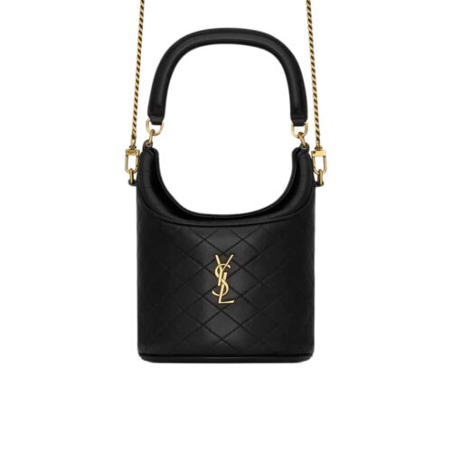 Saint Laurent Gaby Leather Bucket Bag Black 19Cm 7639611El071000