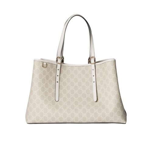 Gucci GG Emblem Large GG Monogram Canvas Tote Bag Beige And White 38cm 815213 FAD6l 9641