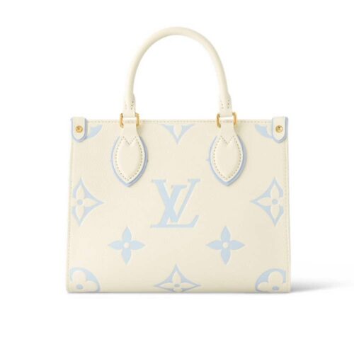 Louis Vuitton Onthego PM Bicolor Monogram Empreinte Tote Bag Candy Blue 25Cm M46833