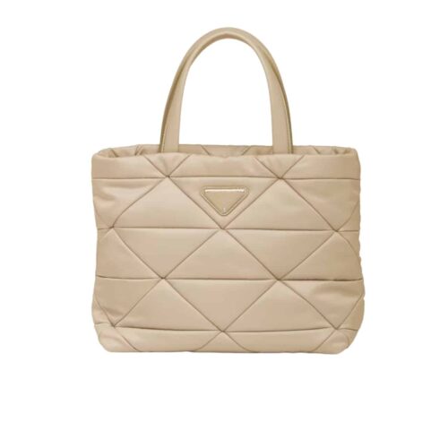 Prada Re Nylon Padded Tote Bag Beige 23Cm 1Bg373 Rdjn F0F24 V O1O