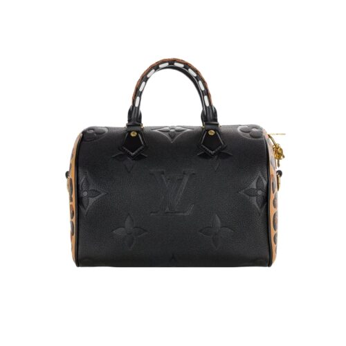 Louis Vuitton Speedy Bandouliere Monogram Empreinte Shoulder Bag Black 26cm