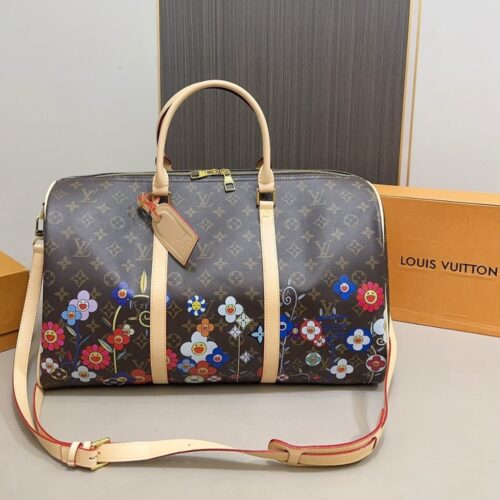 Alternative view of Louis Vuitton X Takashi Murakami Keepall Bandouliere 45 Monogram Canvas Shoulder Bag Brown 45Cm M14182