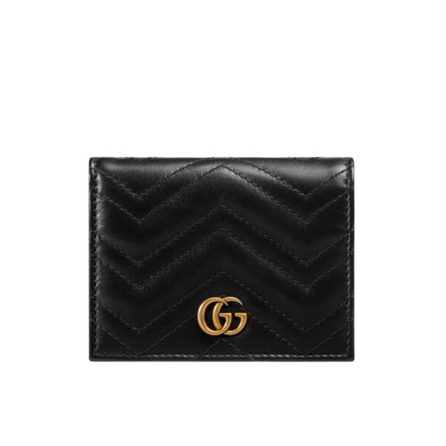 Gucci GG Marmont Leather Card Case Wallet Black 11cm 466492 Dtd1t 1000