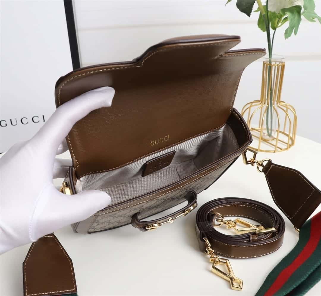 Gucci Horsebit 1955 Small GG Supreme Canvas Shoulder Bag Brown 20cm 658574 HUHHG 8565 - Image 9