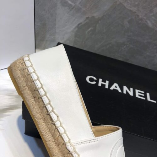 Alternative view of Chanel Embroidered Espadrille Leather Cap Toe Flats White