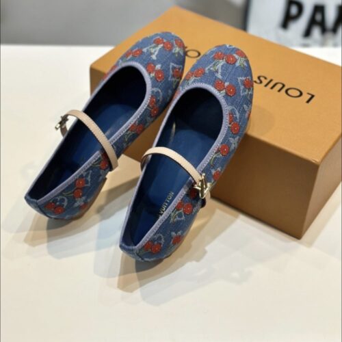 Alternative view of Louis Vuitton X Takashi Murakami Romy Monogram Cherry Denim Ballerina Blue 1Ahkov
