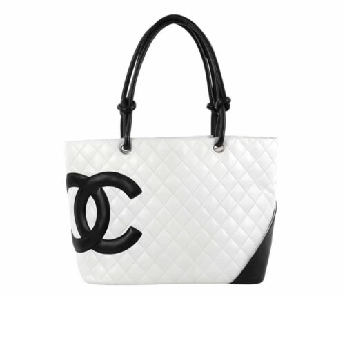 Chanel Cambon Line Large Smooth Leather Shopping Totes White 41cm