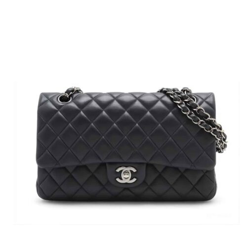 Chanel Classic Medium Smooth Leather Flap Bag Black 25cm A01113 Y01480 94305