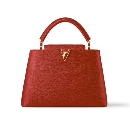 Louis Vuitton Capucines BB Grained Leather Handbag Scarlet Red 27Cm M52689