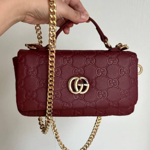 Alternative view of Gucci Gg Milano Mini Top Handle Bag Red Gg Puffy Leather 21Cm 806017 Aad5U 6207