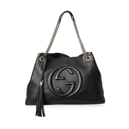 Gucci Soho Leather Shoulder Bag Black 38Cm