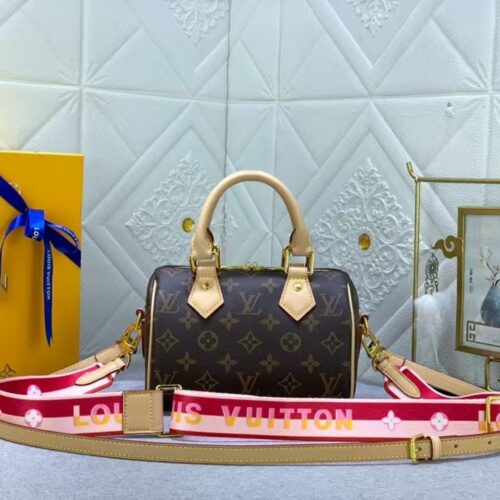 Alternative view of Louis Vuitton Speedy Bandoulière 20 Monogram Canvas Handle Bag Fuchsia Red 20Cm M45948