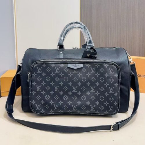Alternative view of Louis Vuitton Keepall Bandoulière 50 Leather Shoulder Bag Black And Grey 50cm