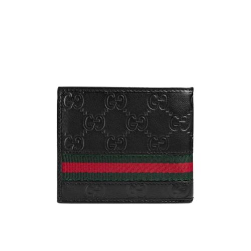 Gucci Web Leather Bifold Wallet Black 11cm