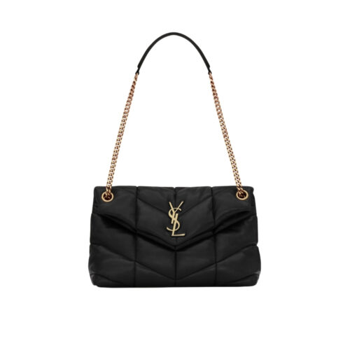 Saint Laurent Puffer Small In Nappa Leather Gold Black 29Cm 5774761El071000