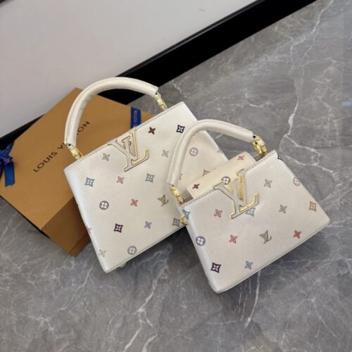 Alternative view of Louis Vuitton X Takashi Murakami Capucines BB Leather Top Handle Bag White 27cm