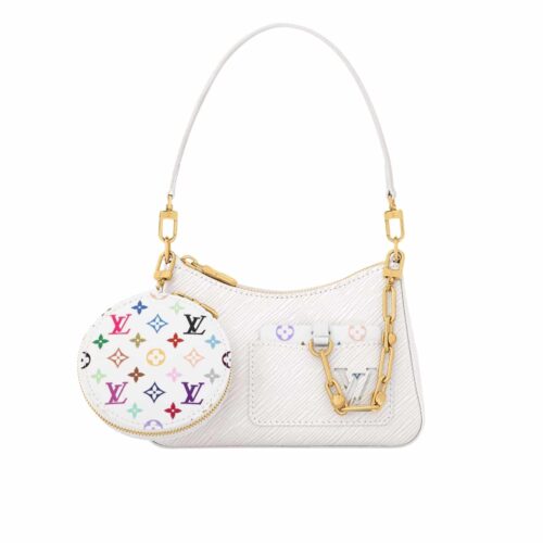 Louis Vuitton X TM Marellini Epi Leather Shoulder Bag White 19Cm M13100