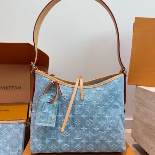 Alternative view of Louis Vuitton Carryall PM Monogram Denim Hobo Bag Blue 30cm M11462