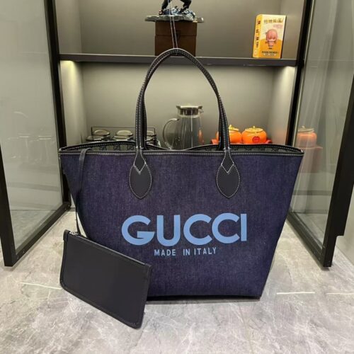 Alternative view of Gucci Totissima Medium Reversible GG Supreme Canvas And Denim Tote Bag Dark Blue 30Cm 820481 FAD3J 8441
