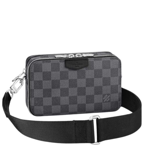 Louis Vuitton Alpha Wearable Damier Canvas Crossbody Bags Black 18cm