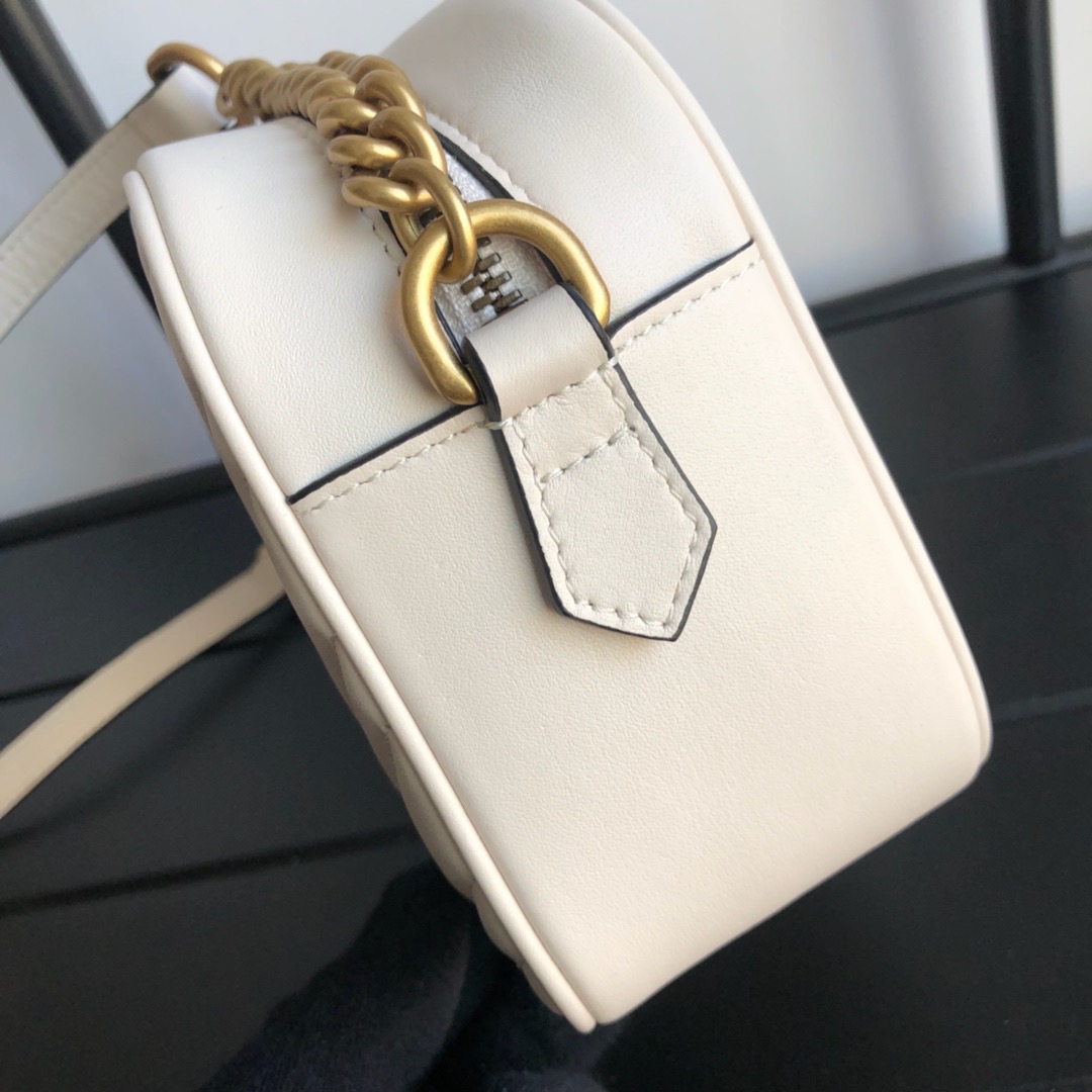 Gucci GG Marmont Small Matelasse Leather Shoulder Bag White 24cm 447632 DTD1T 9022 - Image 7
