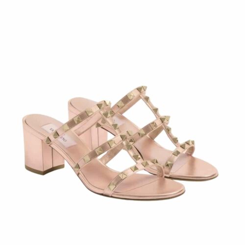 Valentino Garavani Rockstud Slide Sandal In Leather Beige 60mm 7W2S0C47VOD P45