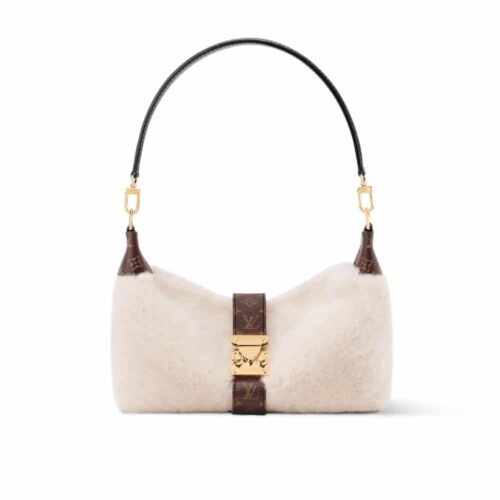 Louis Vuitton Pochette Mia Small Faux Fur Shoulder Bag Creme 22cm M26245