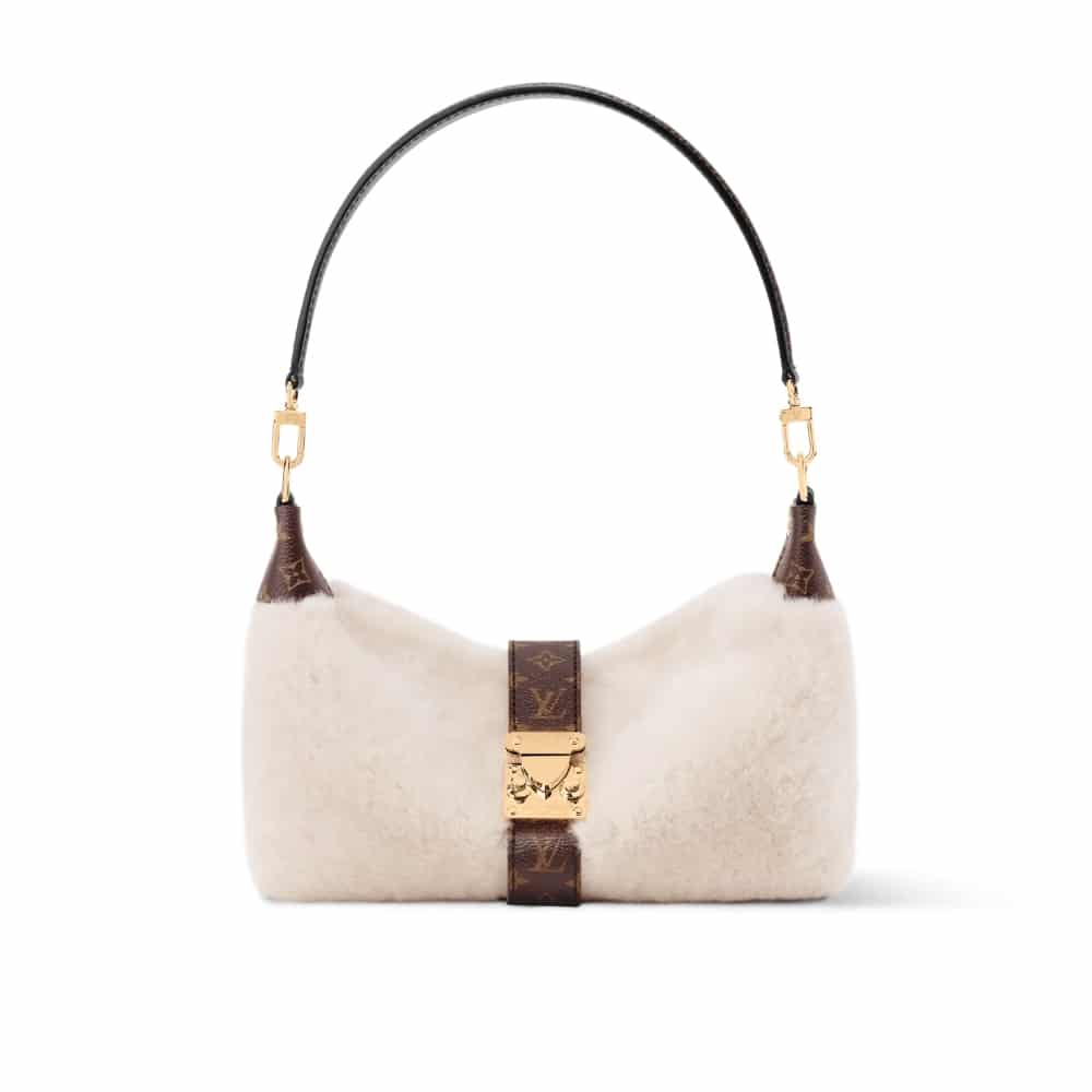 Louis Vuitton Pochette Mia Small Faux Fur Shoulder Bag Creme 22cm M26245