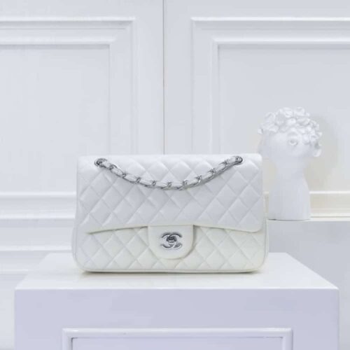 Alternative view of Chanel Classic Medium Smooth Leather Flap Bags White 25cm