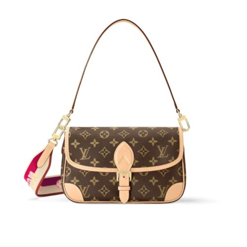 Louis Vuitton Diane Monogram Canvas Shoulder Bag Fuchsia Pink 24Cm M46049